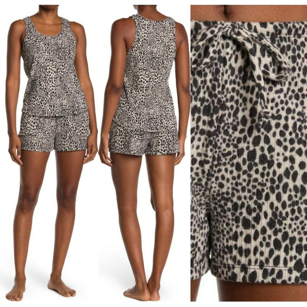 🆕 Socialite Brushed Pointelle Knit Tank Top & Shorts 2-piece Pajama Set - Picture 1 of 5